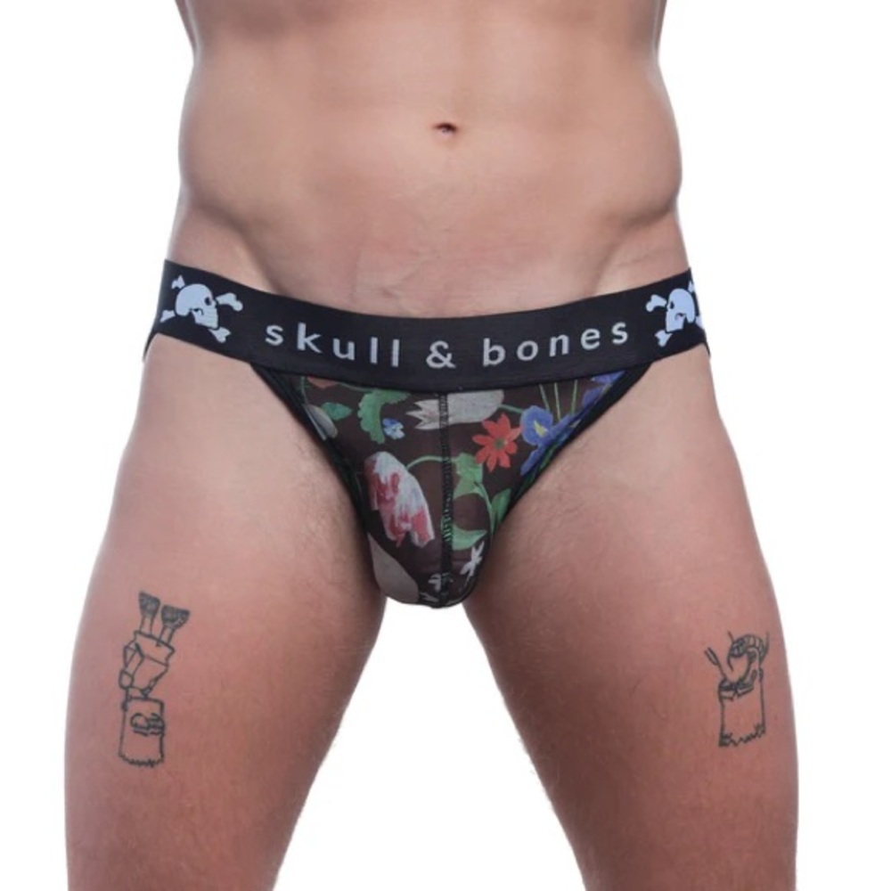 🆕 ☠️ SKULL & BONES DUTCH FLORAL MESH SPORT BRIEF (36-38” waist)